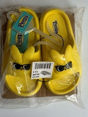 Peeps Kids' Yellow Bunny Slide Sandals with Sunglasses Detail